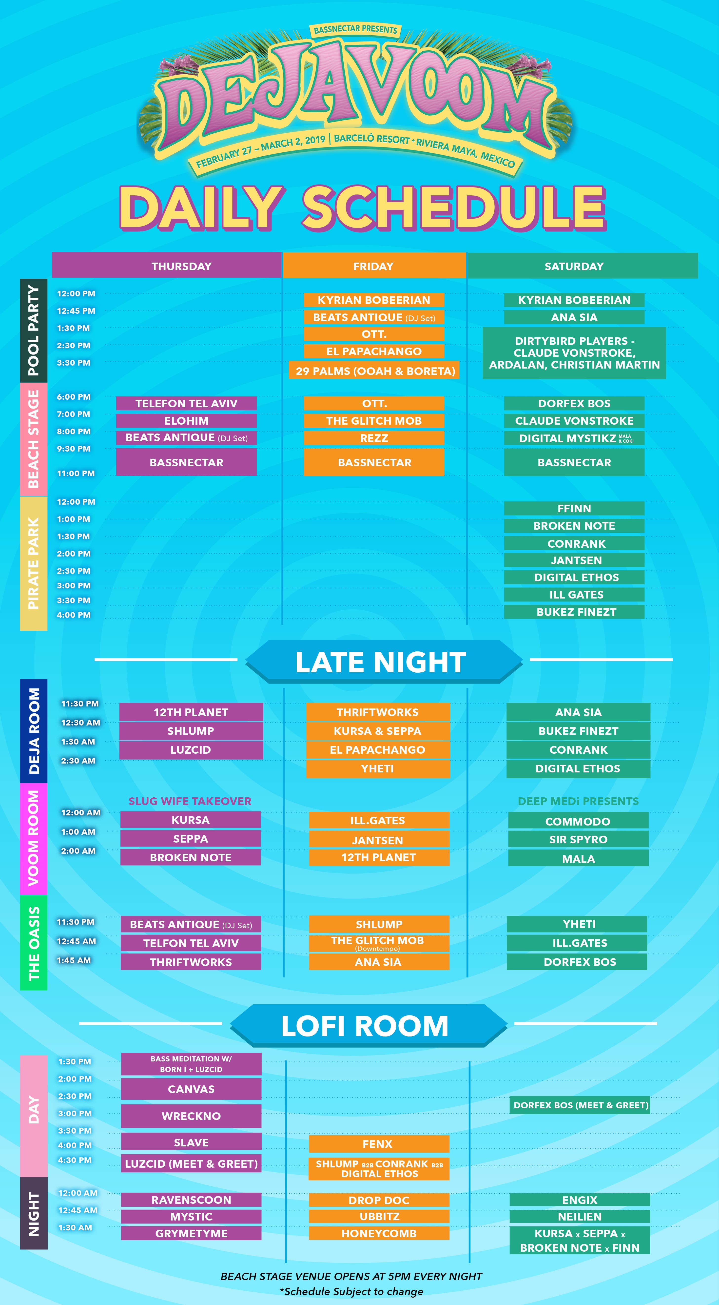 Deja Voom Schedule